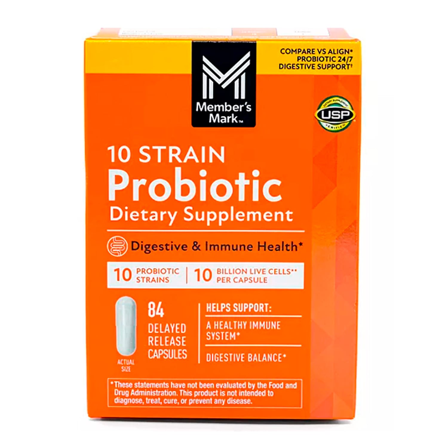Probióticos Member's Mark 10 Cepas 10 Billones, 84 Capsulas.