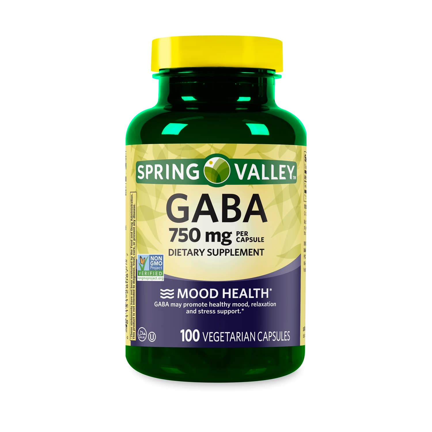 GABA 750mg Spring Valley. 100 Capsulas