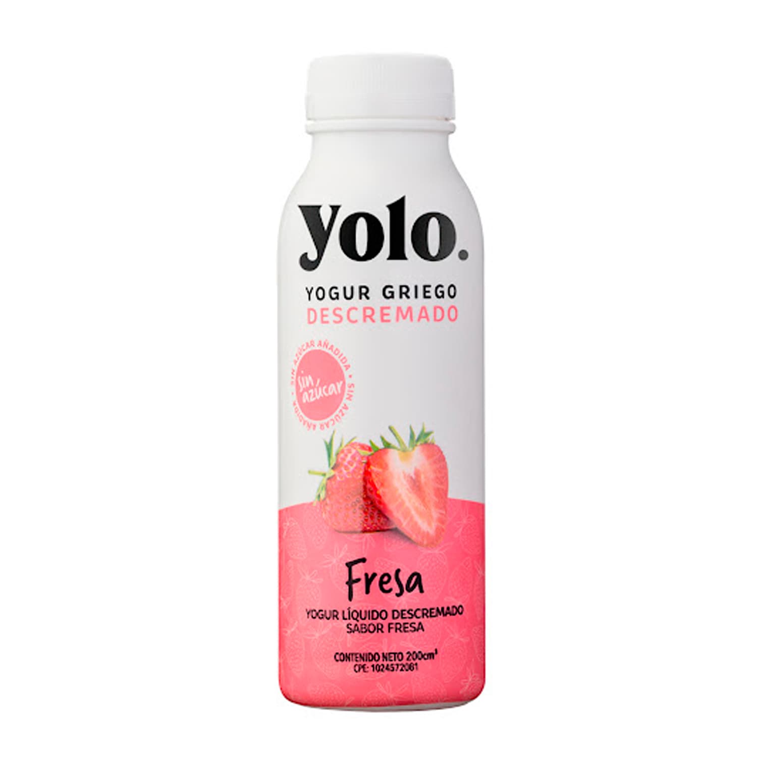 Yogurt Griego Liquido Descremado Yolo Sabor a Fresa. 200ml