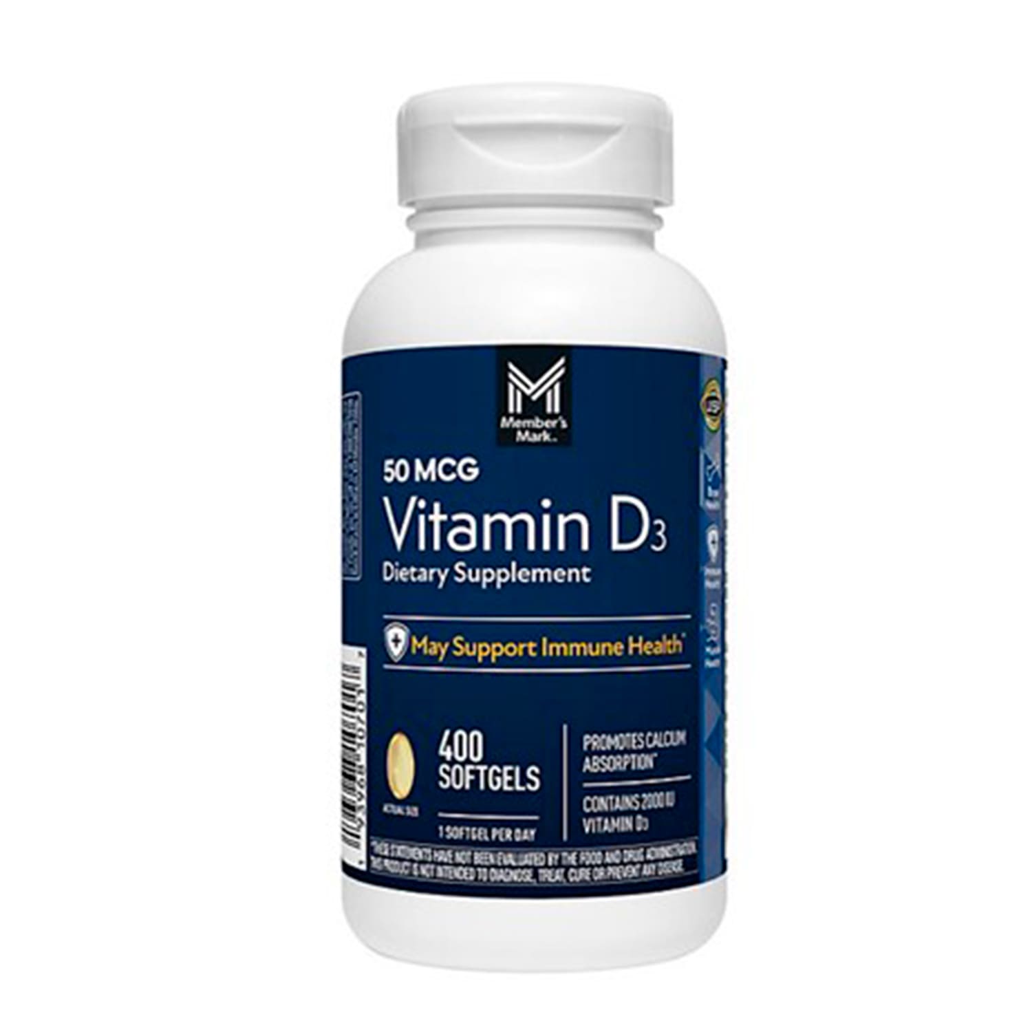 Vitamina D3 Member's Mark 2000 IU. 400 caps
