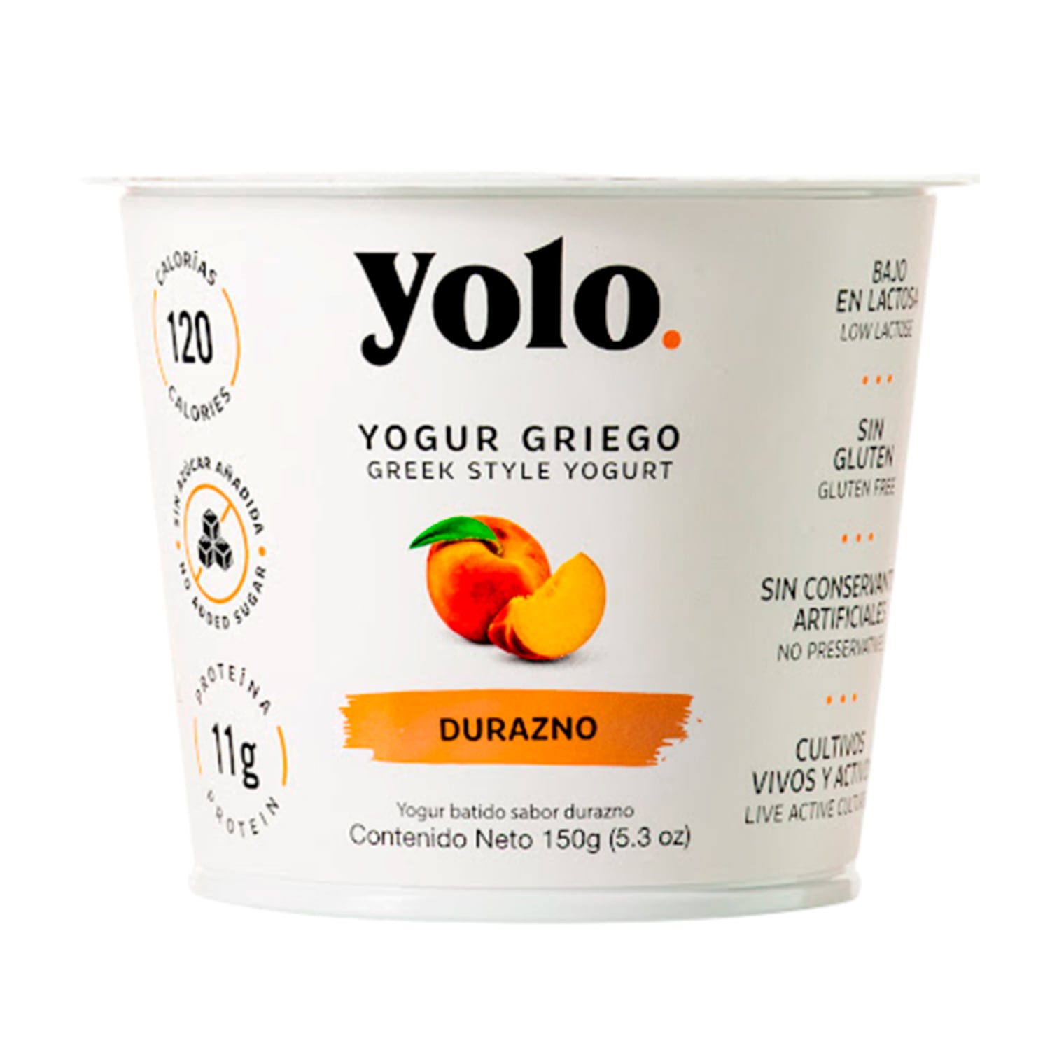 Yogurt Griego Yolo Durazno. 150gr
