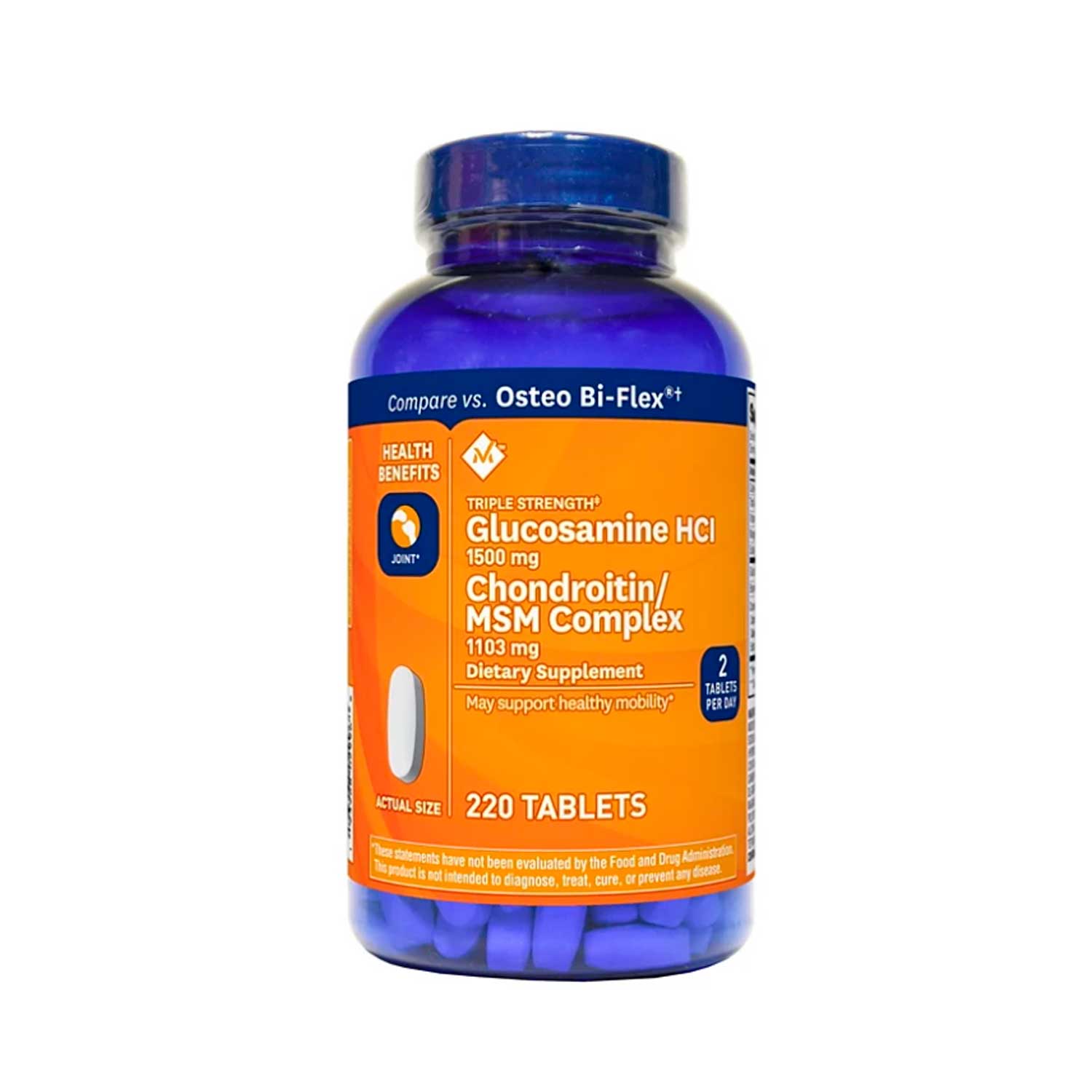 Glucosamina + Condroitina Members Mark 1500 mg + 1103 mg. 220 tabs