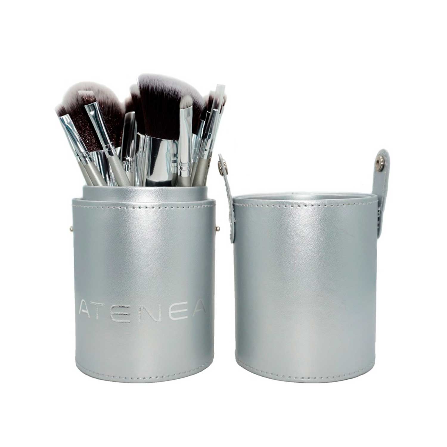 Kit de Brochas de Maquillaje Silver Winter Atenea. 16 Pcs