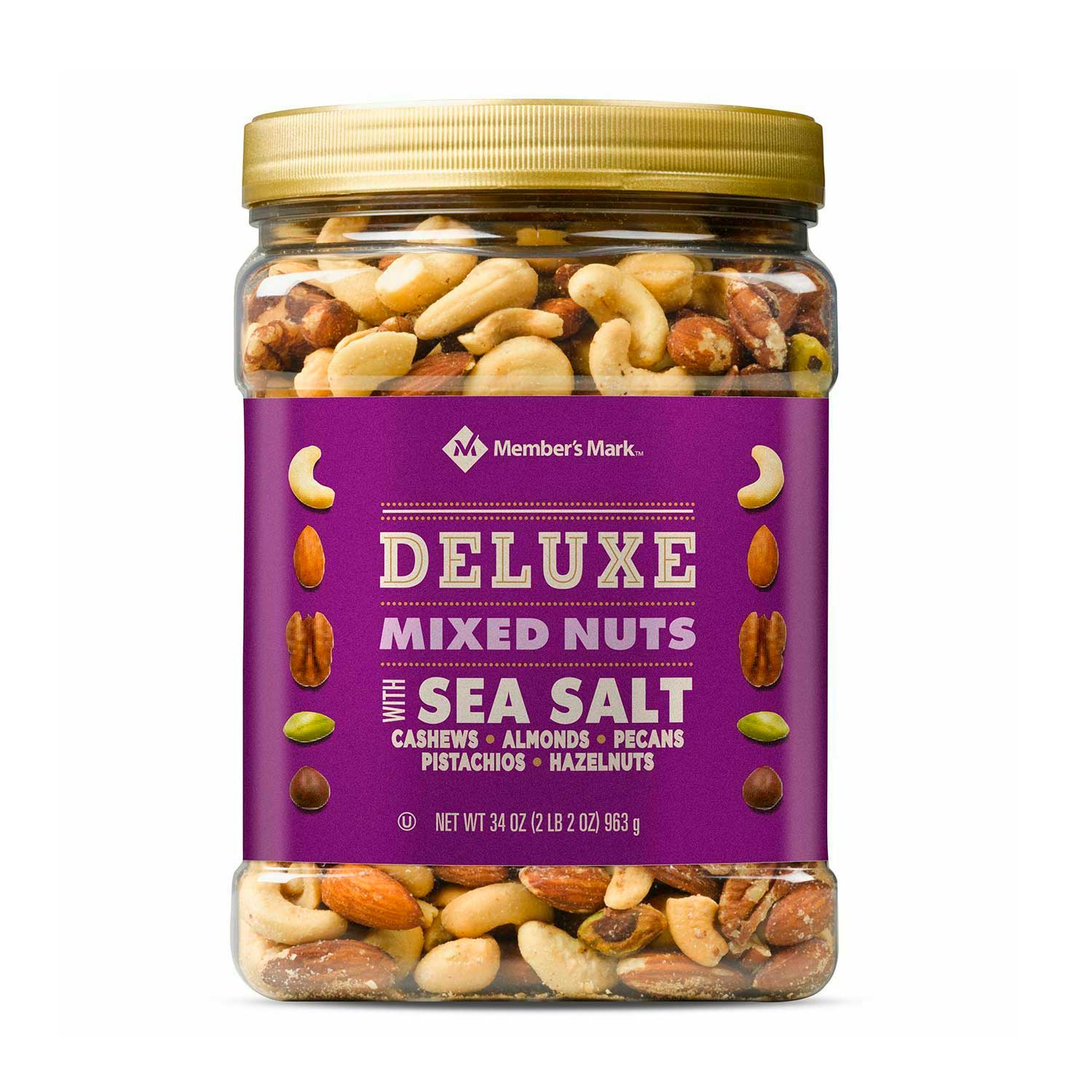 Frutos Secos Mixtos Deluxe Con Sal Marina Member's Mark. 963 gr