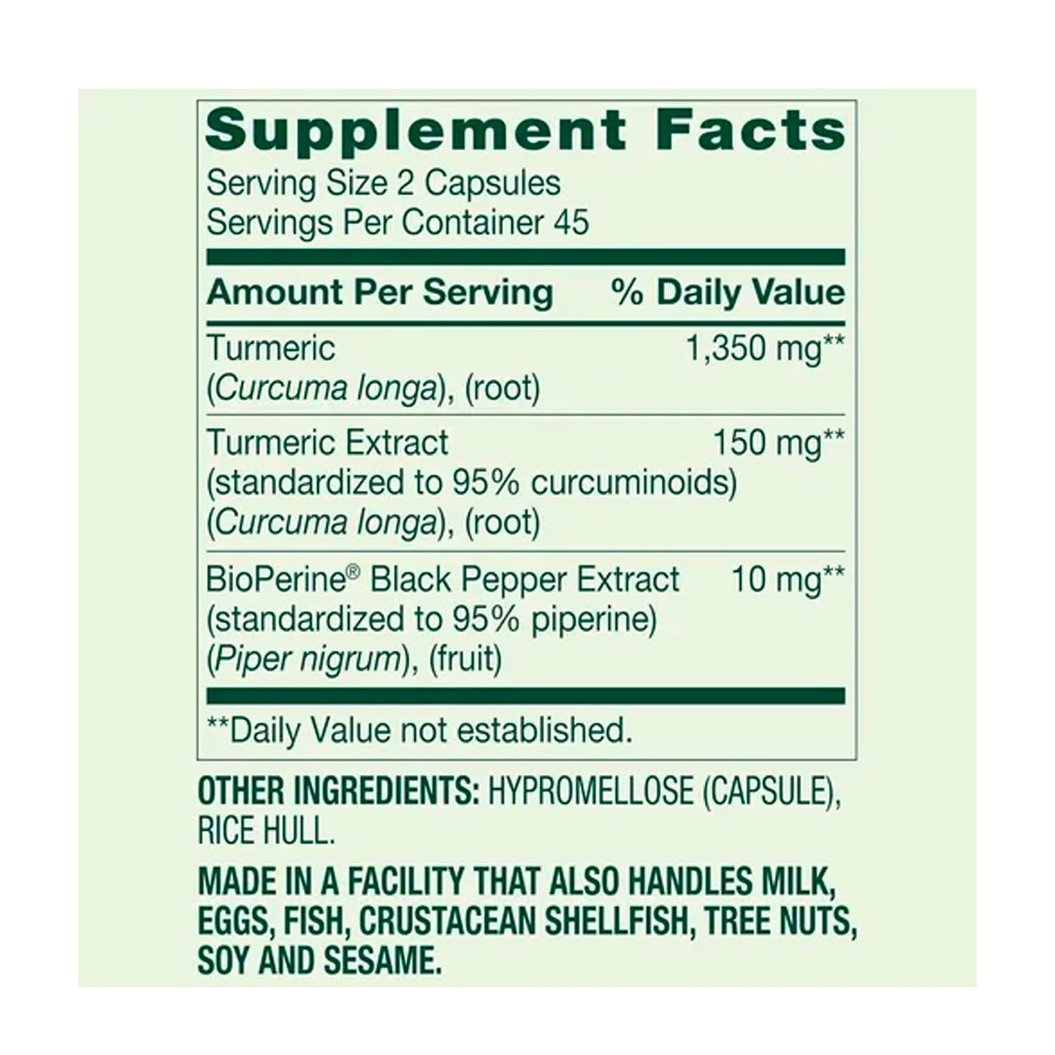 Curcuma  1500 mg Spring Valley. 90 caps