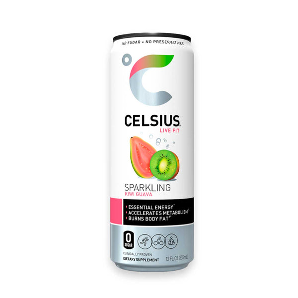 Bebida Energizante Celsius Kiwi y Guayaba. 355 ml