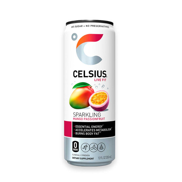 Bebida Energizante Celsius Mango y Maracuyá. 355 ml