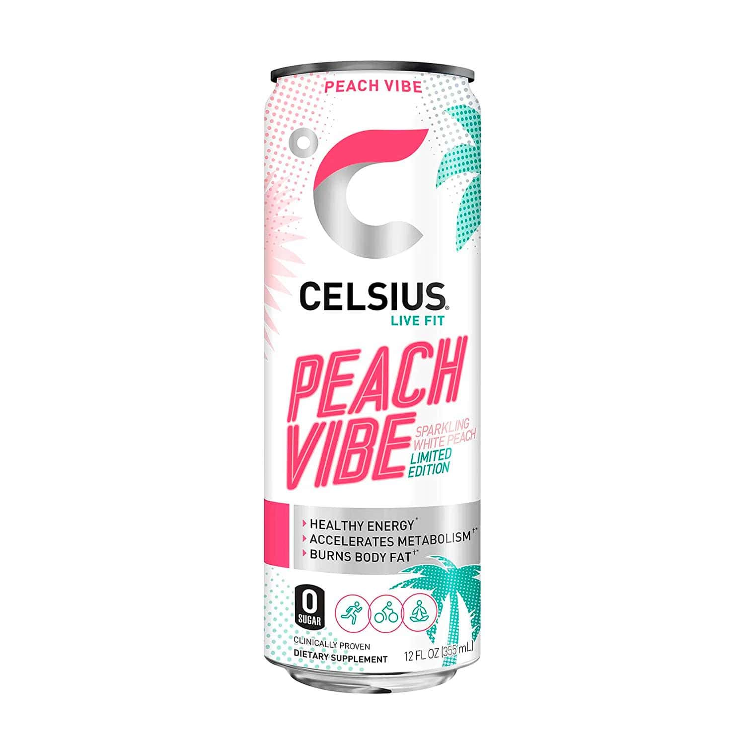 Bebida Energizante Celsius Peach Vibe. 355 ml