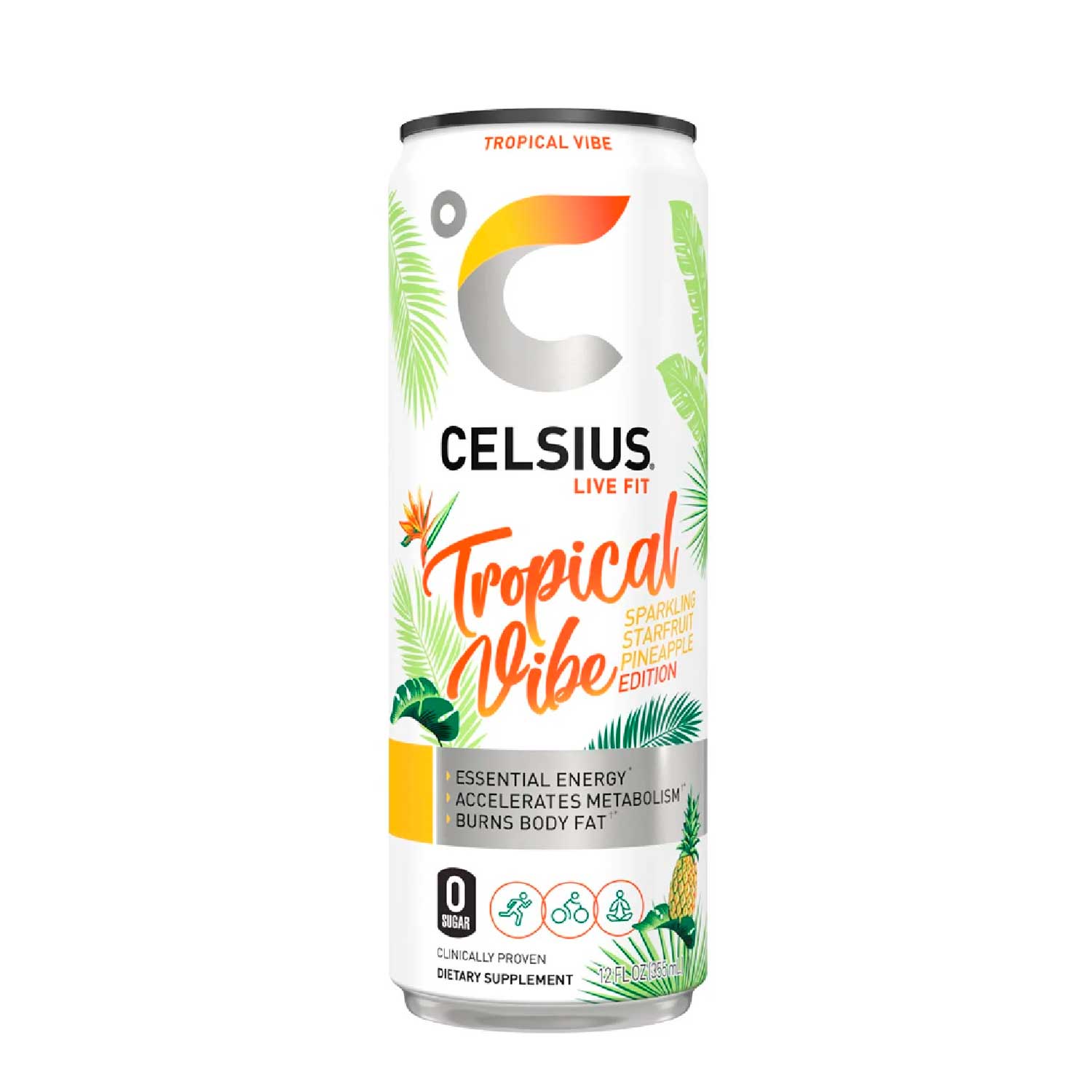 Bebida Energizante Celsius Tropical Vibe. 355 ml