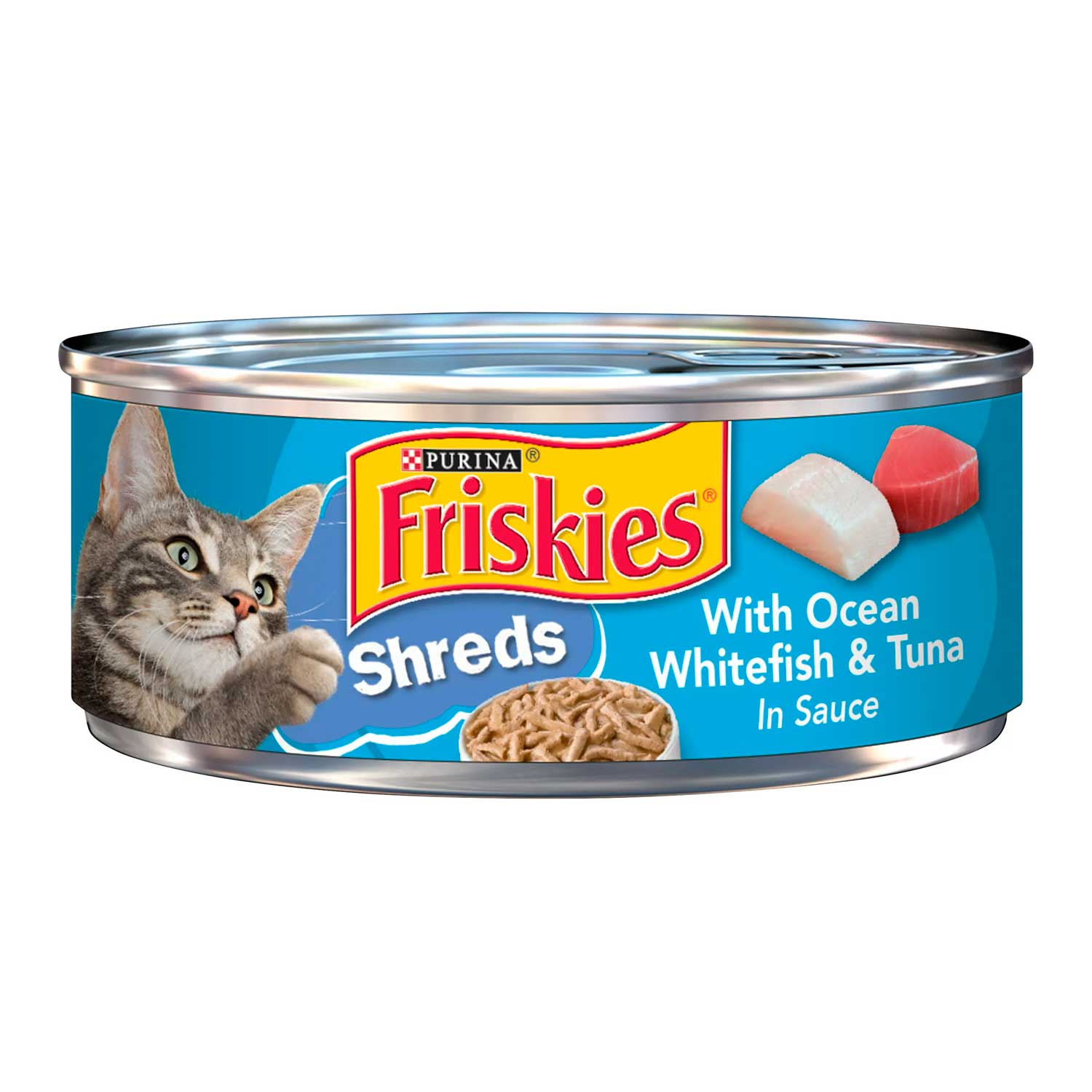 Alimento para Gatos Tiras de Pescado Blanco y Atún Friskies Purina. 156 g