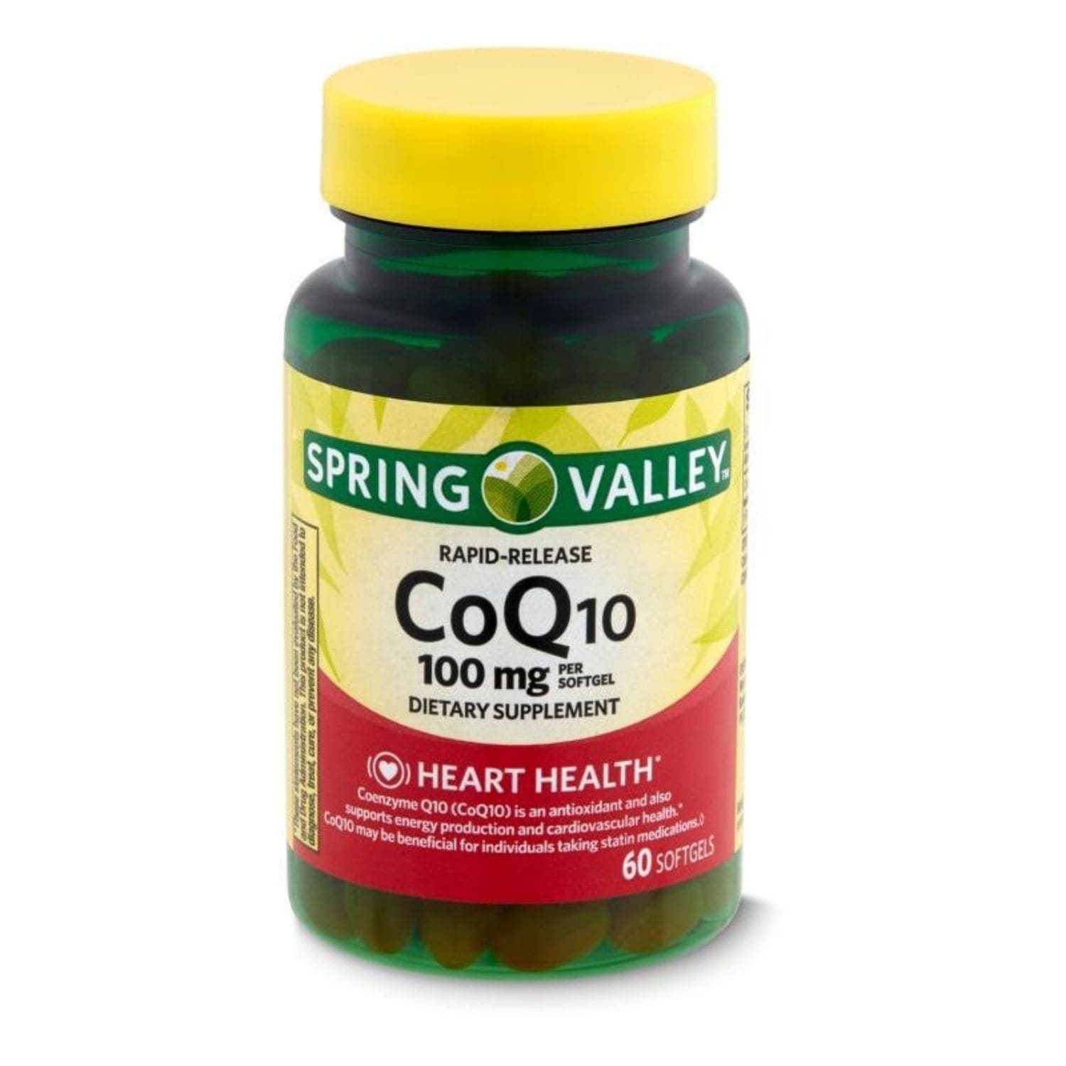 Suplemento CoQ10 100 mg 60 Cápsulas blandas Spring Valley.