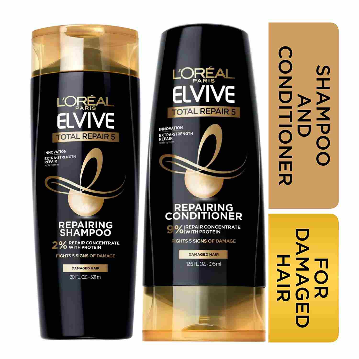Shampoo y Acondicionador Loreal Paris Elvive Total Reparación. 375 ml