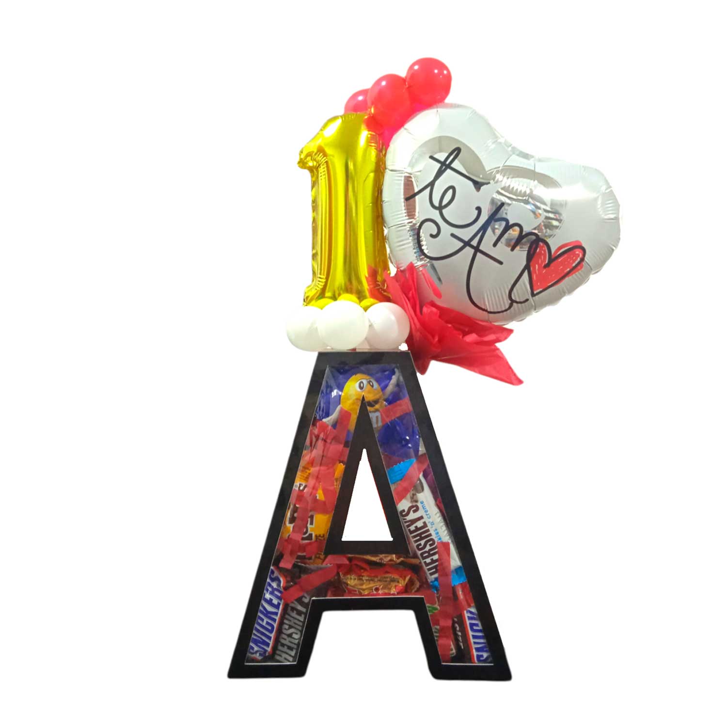 Arreglo Letra Personalizado con 30 Golosinas Fun Size (Variedad de letras a elegir)