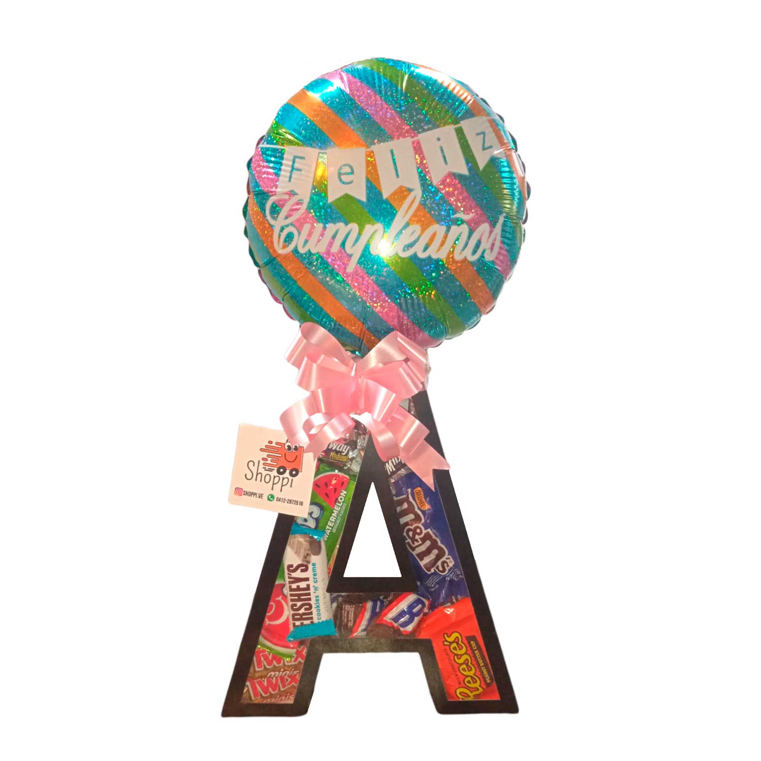 Arreglo Letra Personalizado con 30 Golosinas Fun Size (Variedad de letras a elegir)