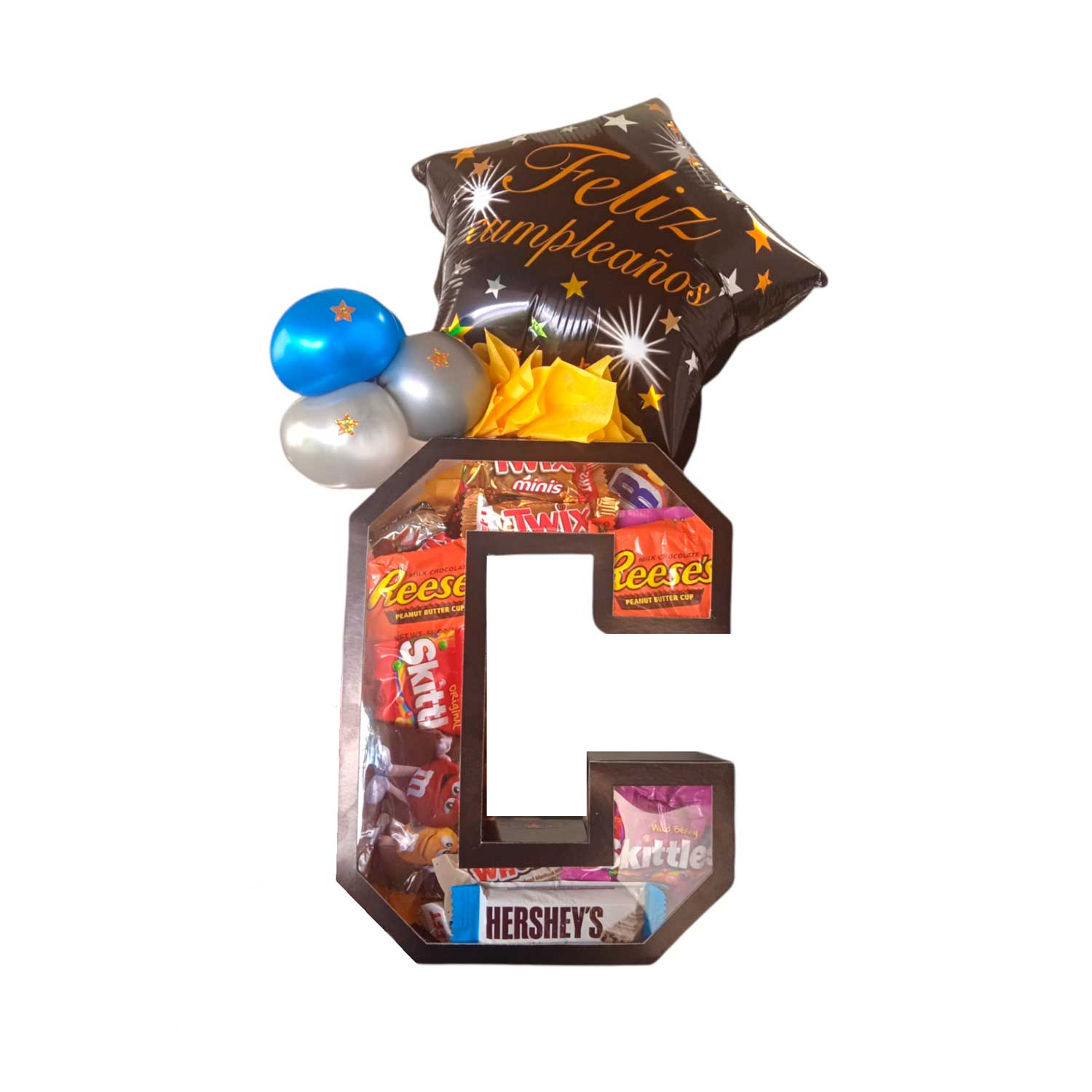Arreglo Letra Personalizado con 30 Golosinas Fun Size (Variedad de letras a elegir)