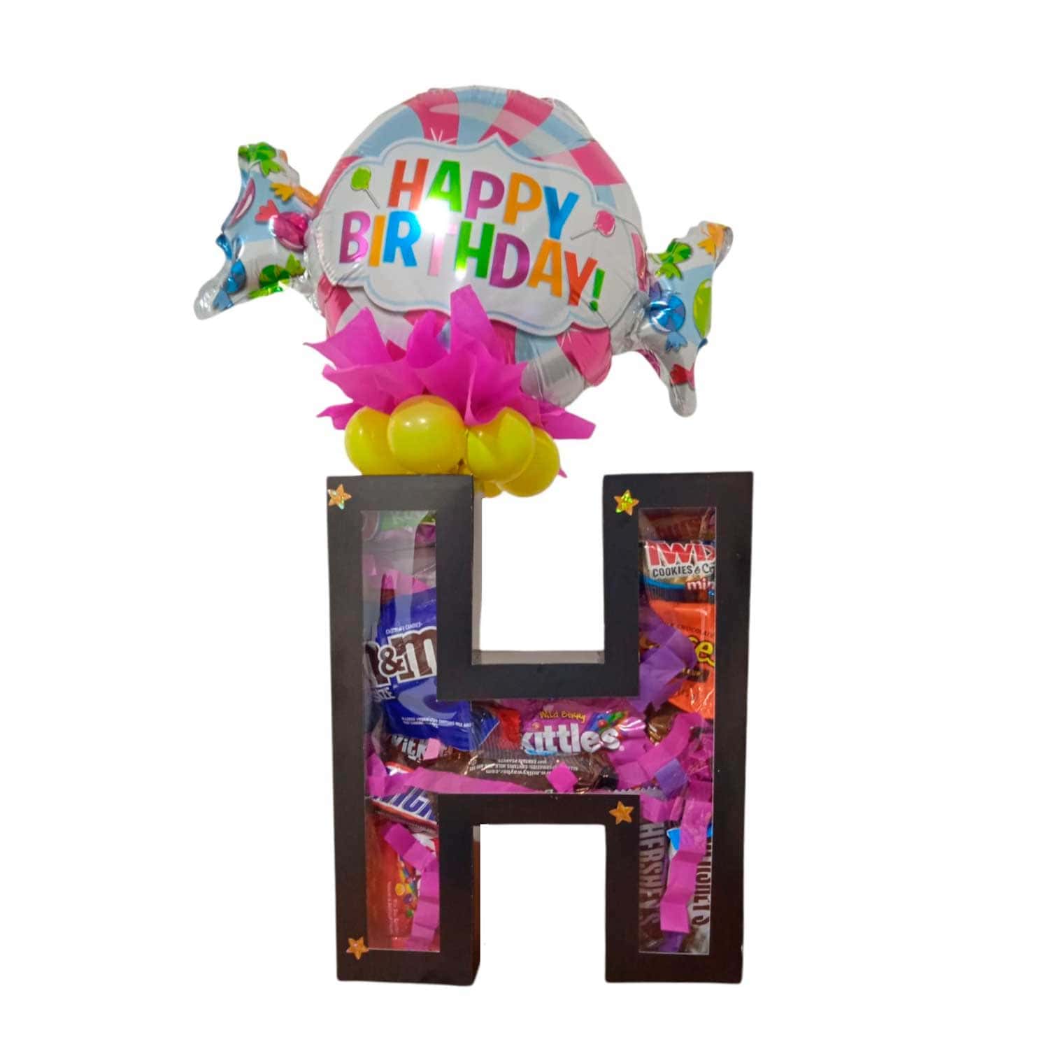 Arreglo Letra Personalizado con 30 Golosinas Fun Size (Variedad de letras a elegir)