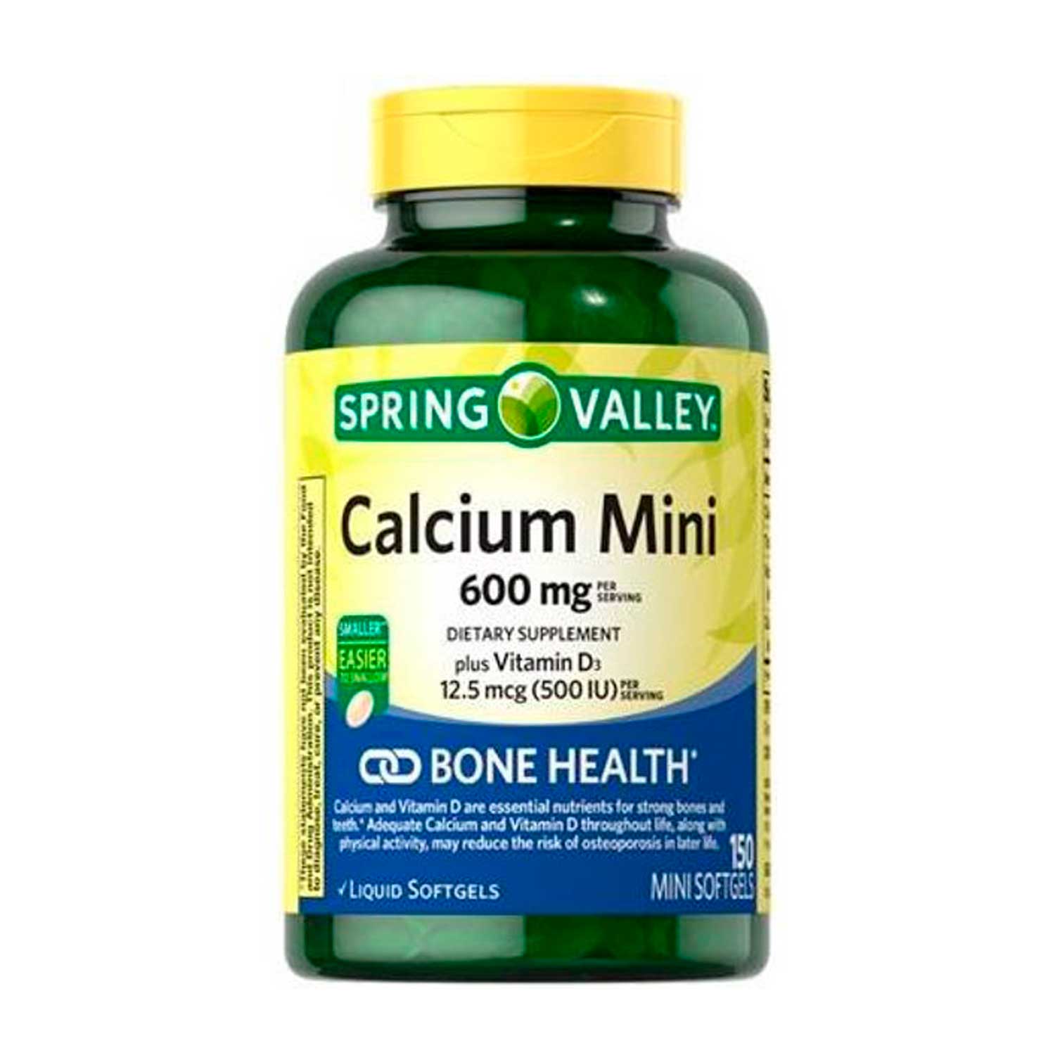 Calcio Mini 600 mg + Vitamina D3 12.5 mcg (500 IU). 150 cáps