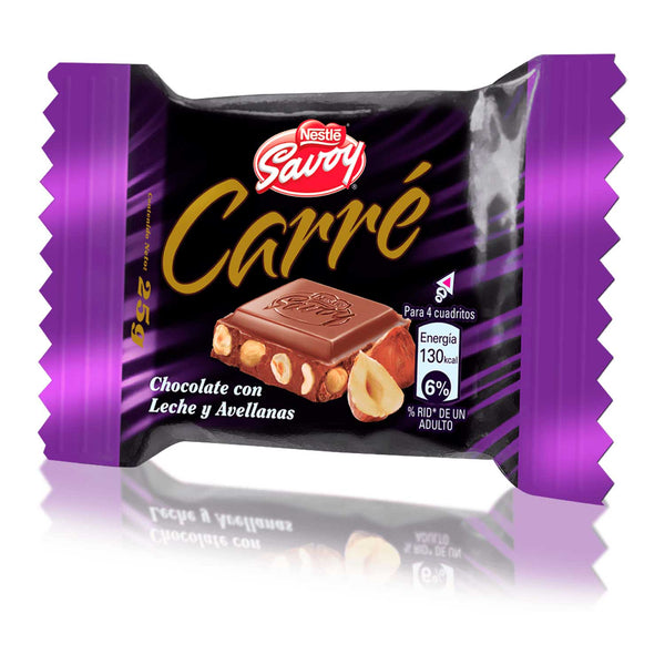 Carré Mini Chocolate con Leche y Avellanas Savoy. 25 gr