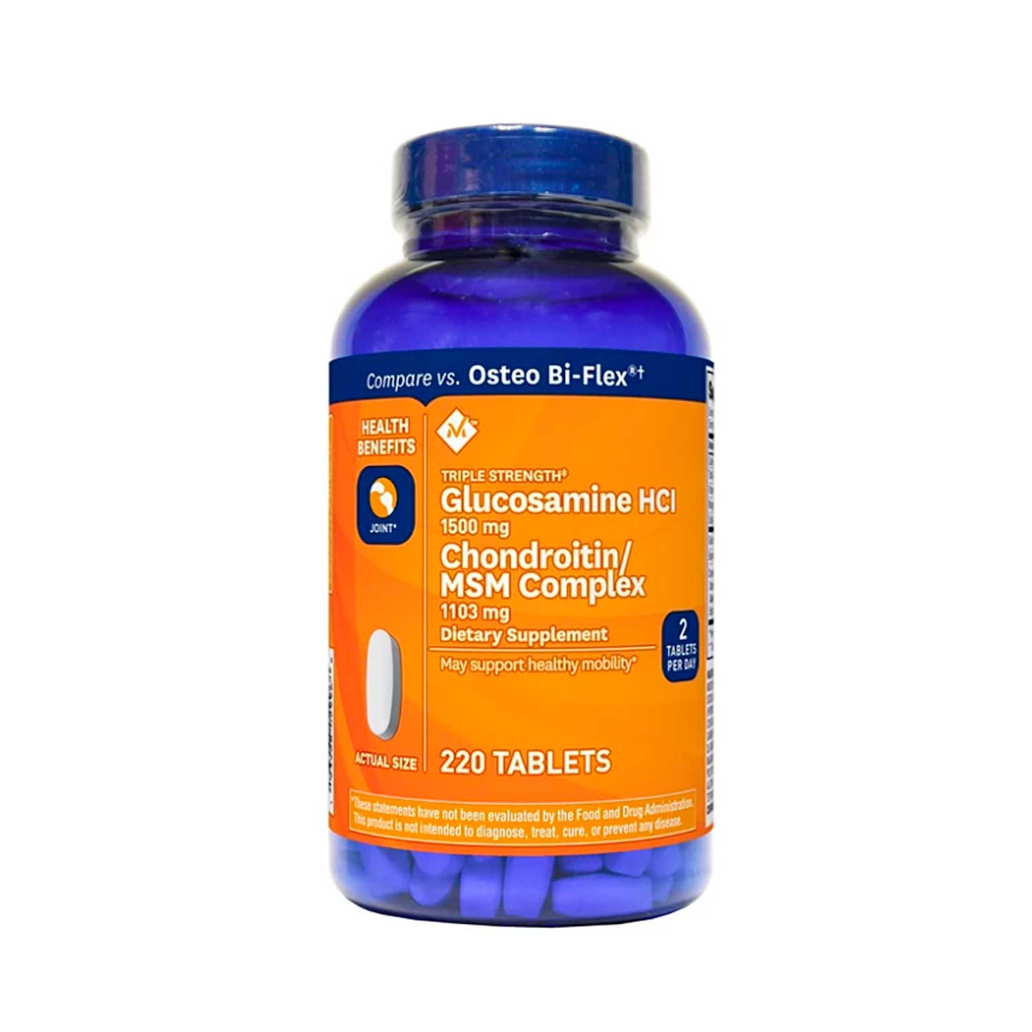 Glucosamina + Condroitina Spring Valley 1500 mg + 1103 mg. 220 tabs