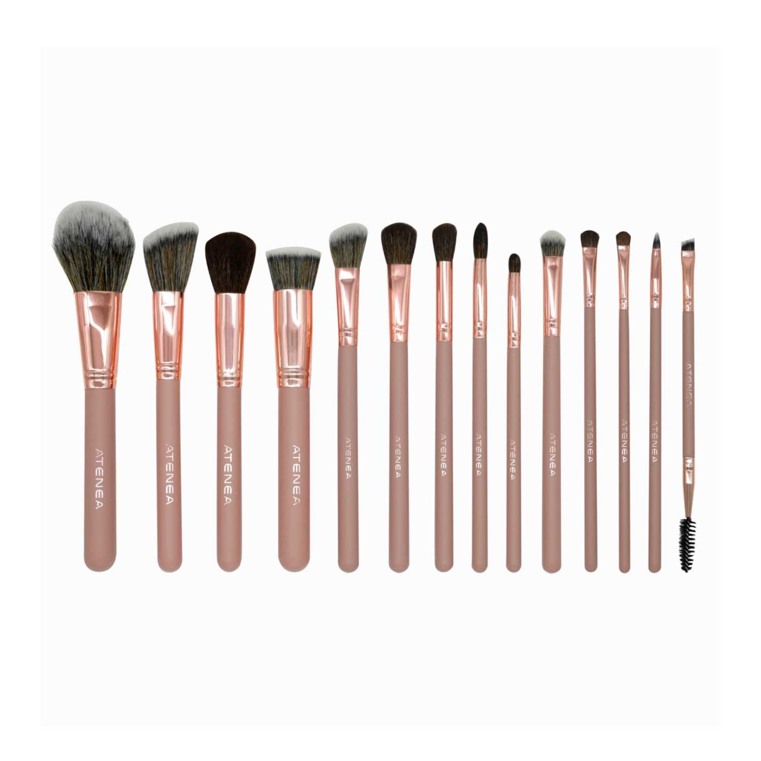 Kit de Brochas de Maquillaje Naked Atenea. 14 Pcs