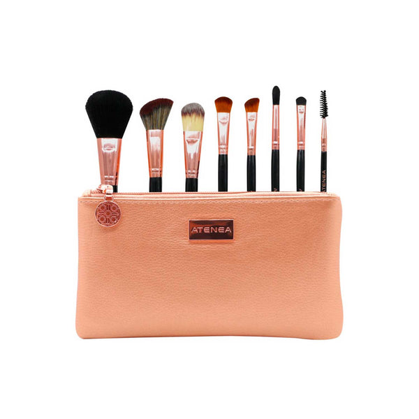 Kit de Brochas de Maquillaje Mini Golden Rose Atenea. 8 Pcs