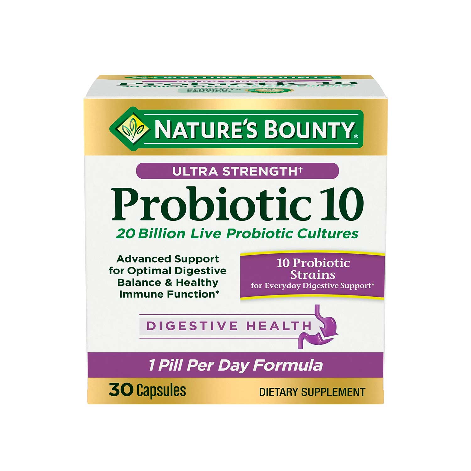 Probiótico Digestivo 10 Cepas Nature's Bounty. 30 cáps