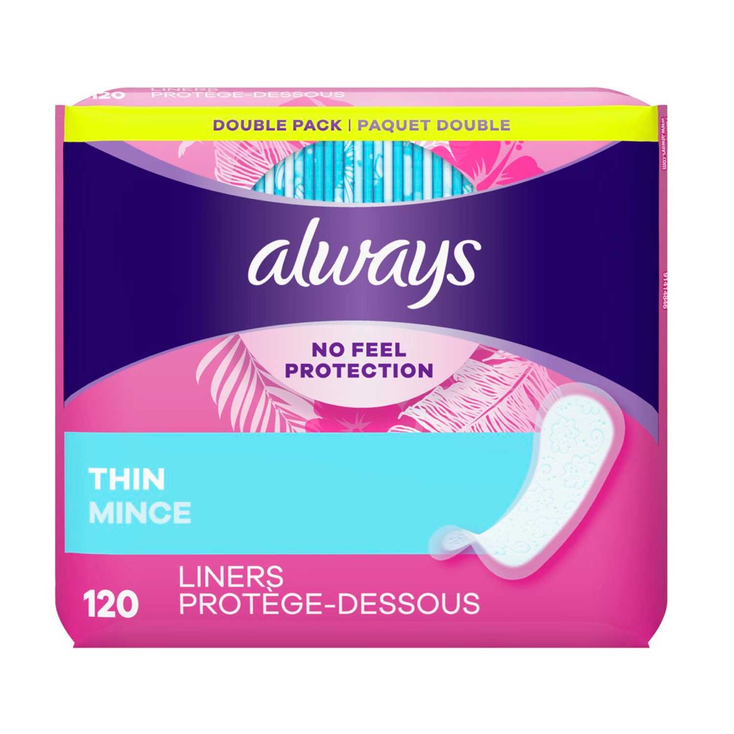 Protectores Diarios Always No Feel. 120 pads