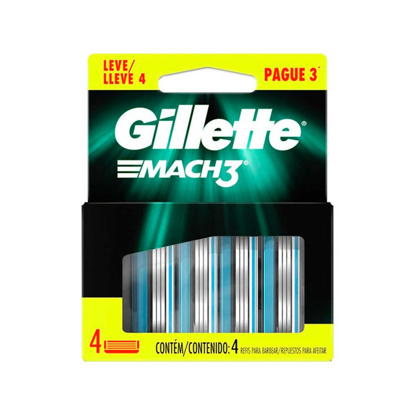 Repuesto de Afeitadora Gillete Mach 3. 4 unidades