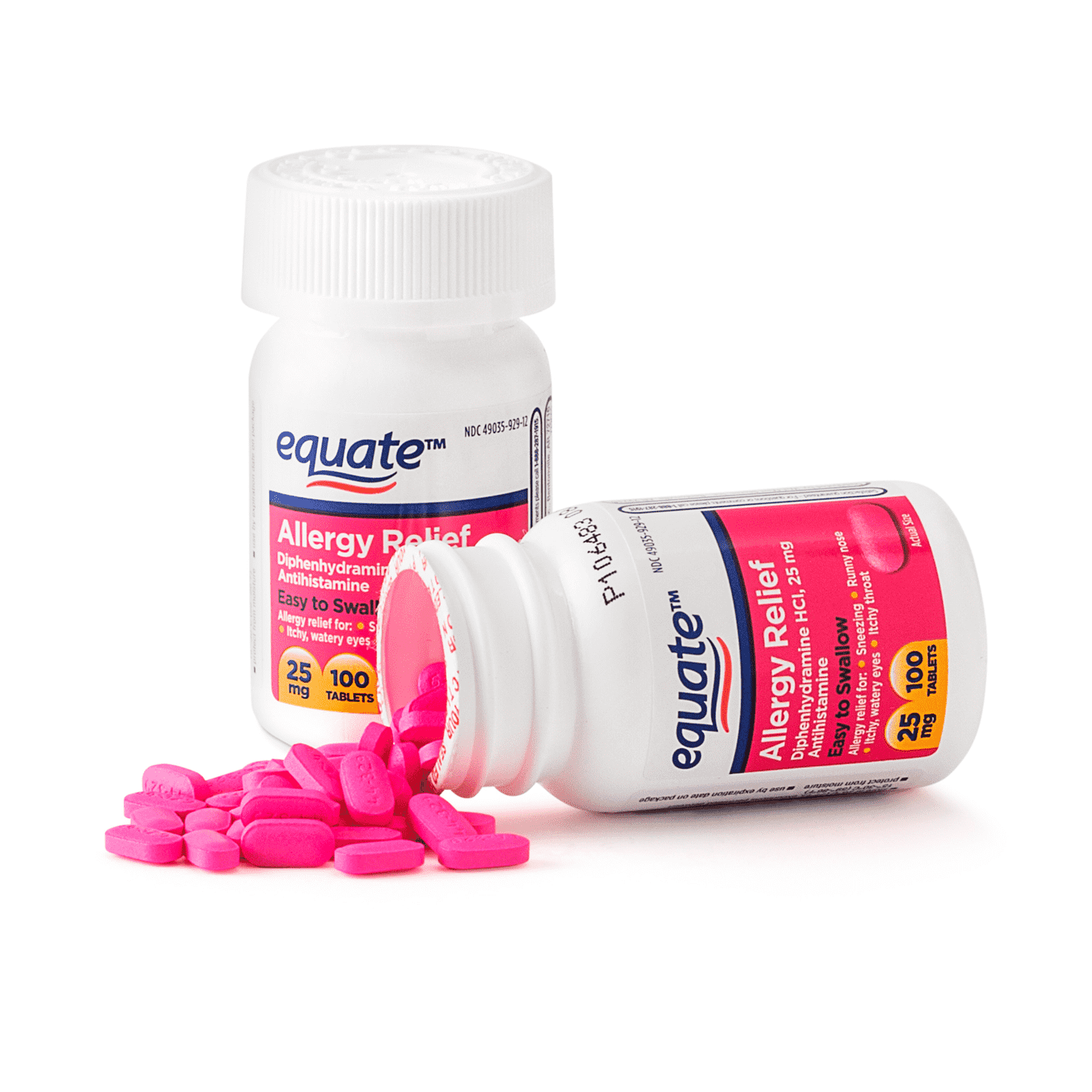 Antialérgico Equate. 25 mg. 100 Tabs